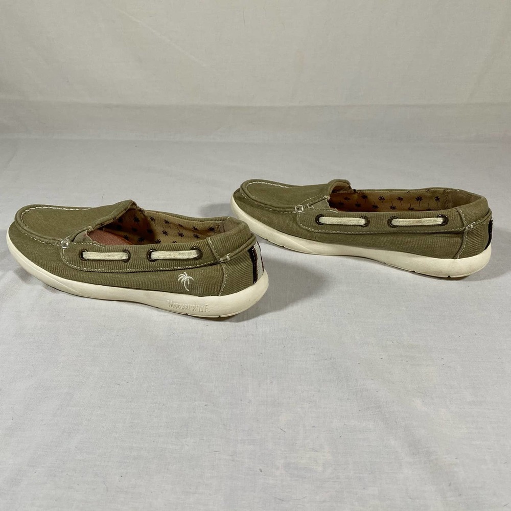 Margaritaville Soles Of The Tropics Womens 8 Canvas Boat Shoes Olive Army Green - Picture 4 of 10
